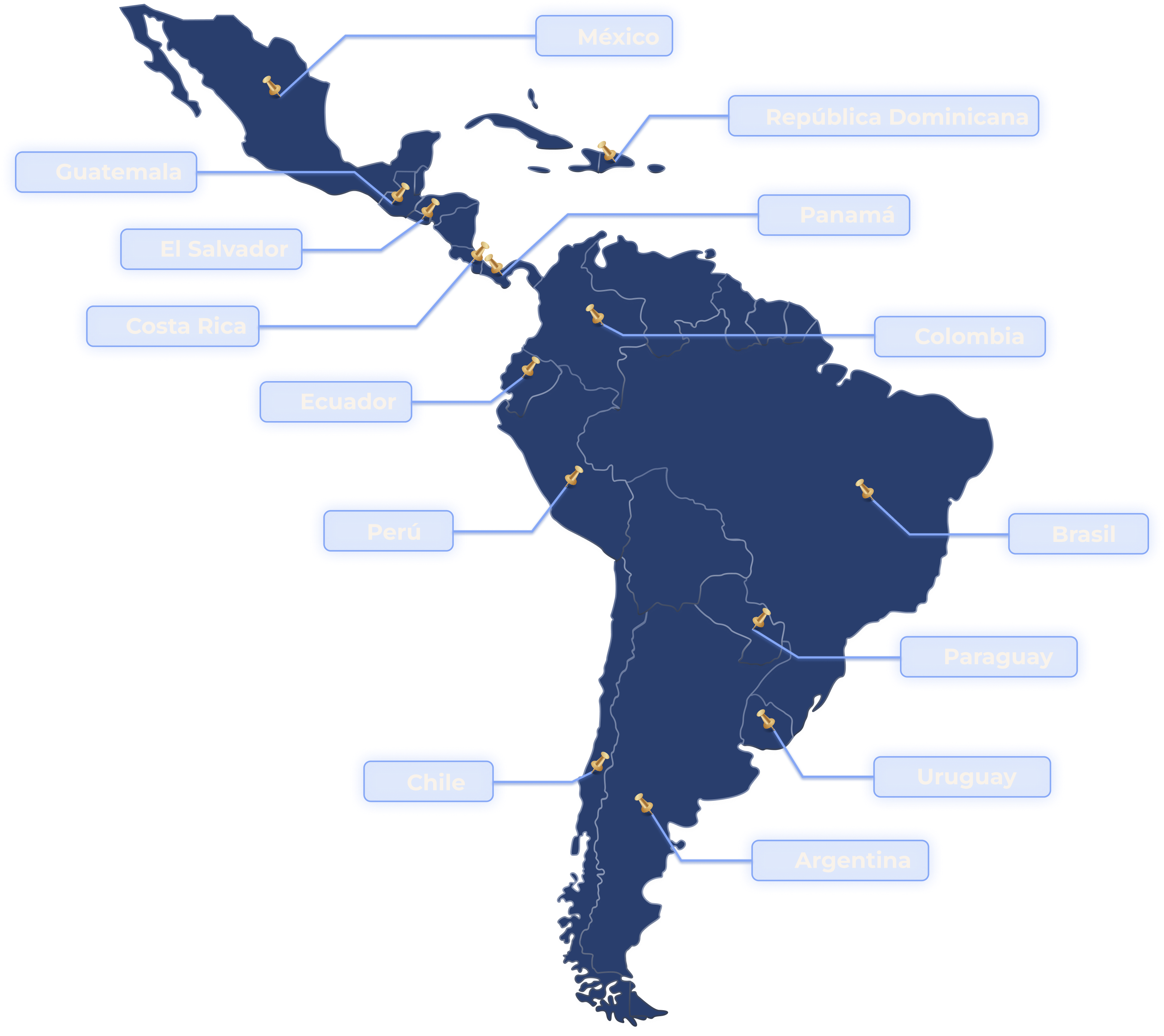 Mapa de presencia de JPH Lions en Latinoamérica